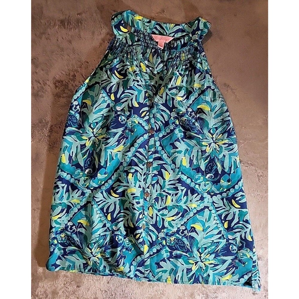 EUC Lilly Pulitzer Silk Blouse Womens Small Muticolor Button Up - Picture 7 of 9